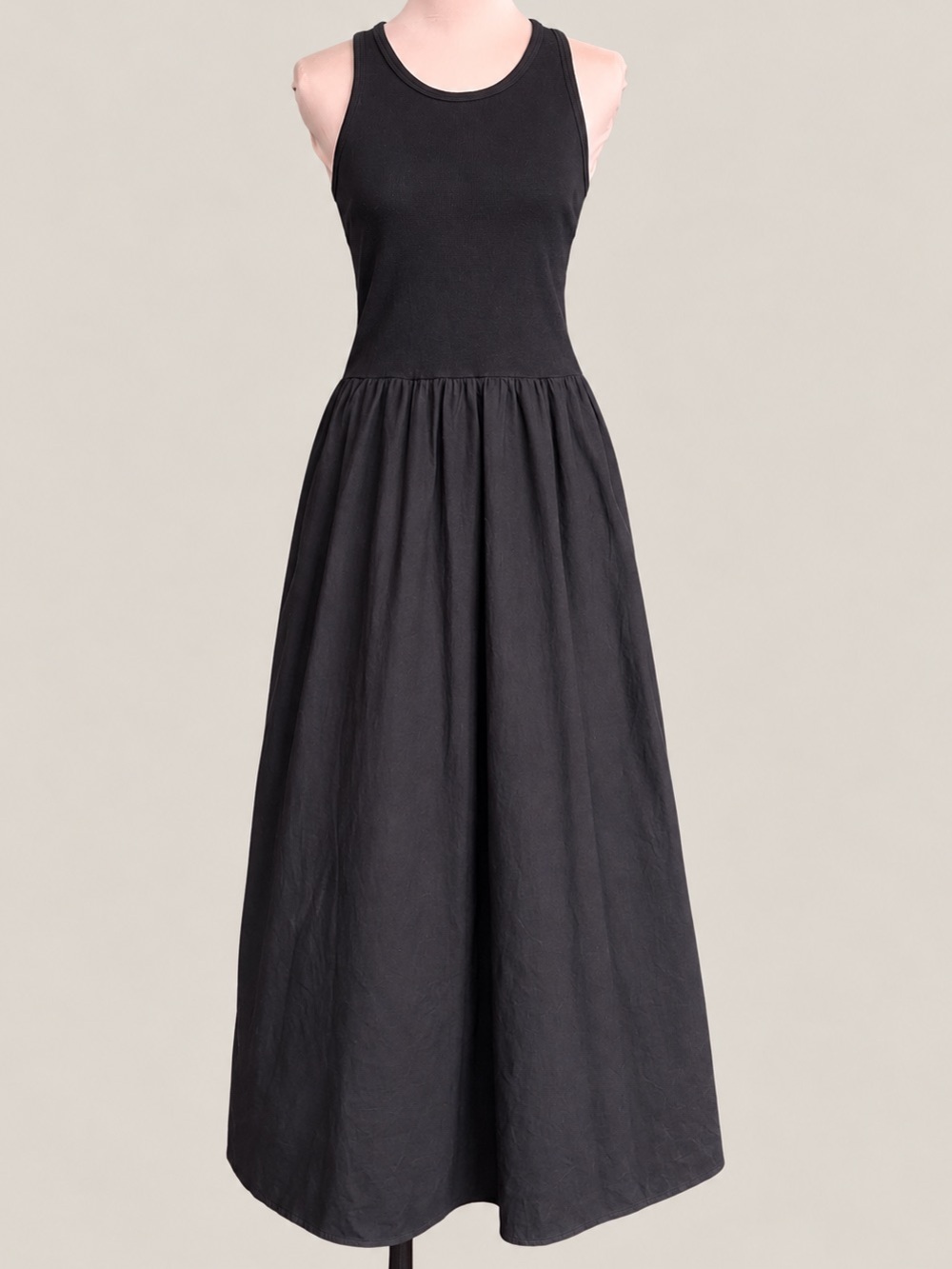 Xirena Black Cotton Tank Maxi Dress Racerback Full Skirt M
